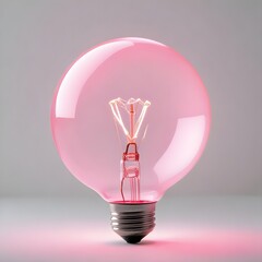 Wall Mural - close up isolated pink lightbulb with copy space background, representing a good idea