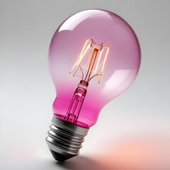 Wall Mural - close up isolated pink lightbulb with copy space background, representing a good idea