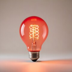 Wall Mural - close up isolated red lightbulb with copy space background, representing a good idea