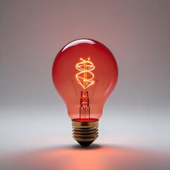 Wall Mural - close up isolated red lightbulb with copy space background, representing a good idea