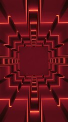 Wall Mural - flying inside red squared spinning tunnel. motion. endless flight inside rotating geometry corridor.