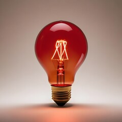 Wall Mural - close up isolated red lightbulb with copy space background, representing a good idea