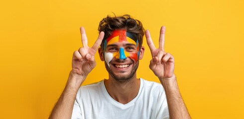 Canvas Print - A handsome man who is a fan of the national football team