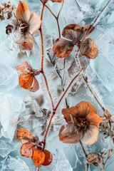 Poster - Close-up of frozen flowers forming a bouquet