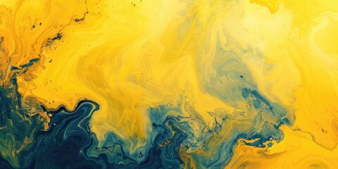 Canvas Print - A detailed view of a colorful oil painting featuring shades of yellow and blue