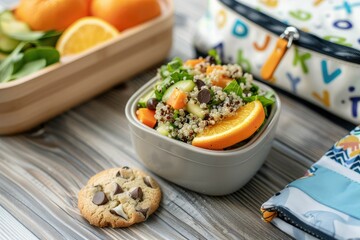 A Colorful Quinoa Salad Lunch With a Side of Cookie