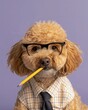 © Svitlana - A Studious Poodle in a Checkered Shirt
