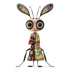 Wall Mural - Ant Bohemian fashion cartoon isolated whitebackground