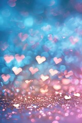 Poster - A close-up shot of a blurry background featuring multiple hearts, suitable for romantic or love-themed designs