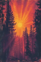Wall Mural - Cover book of beautiful witch forest sunlight outdoors.