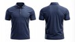 © Wanlop - Isolated blank navy blue polo shirt mockup template on white background for customizable design and print presentation purposes.