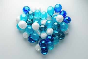 Poster - A bouquet of blue and white balloons in the shape of a heart, perfect for Valentine's Day or anniversary celebrations