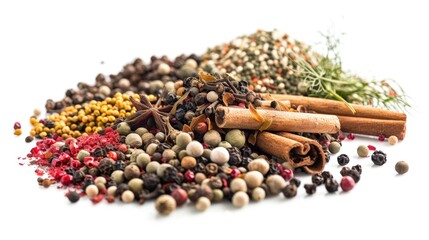 Poster - A collection of various spices on a clean white background