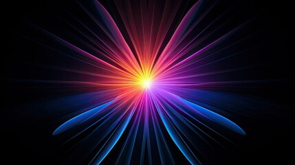 Wall Mural - Black background with colorful rays of light radiating from the center