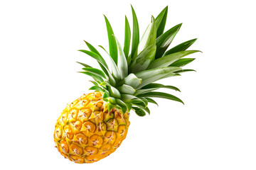 Poster - Vibrant and juicy pineapple with green leaves, perfect for summer recipes, isolated on white transparent background.