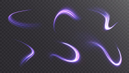 Wall Mural - bright light twirl. curve light effect of purple lines. glowing effect of curved lines. vector illus