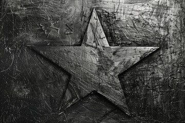 Sticker - A black and white photo of a single star against a dark background