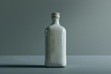 Wall Mural - A white bottle sitting on a table, possibly containing a beverage or condiment