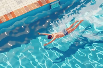 Poster - A person enjoying water activities with a frisbee in a swimming pool