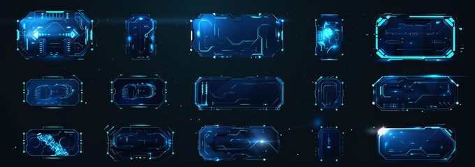 concept design for futuristic modern hud interface screens. digital callout names. set of futuristic