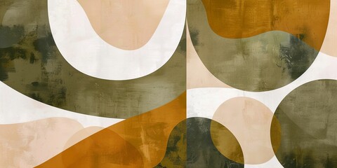 Wall Mural - Modern abstract shapes in olive green