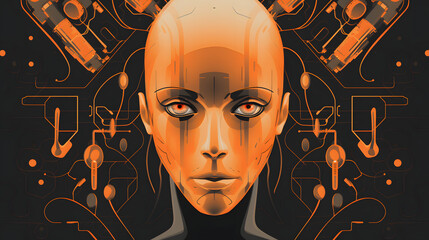 Wall Mural - Humanoid Robot Illustration