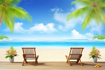 Sticker - Tropical summer beach nature furniture outdoors.