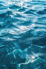 Wall Mural - A close-up view of the calm water surface in a swimming pool, with minimal ripples and no visible objects or distractions