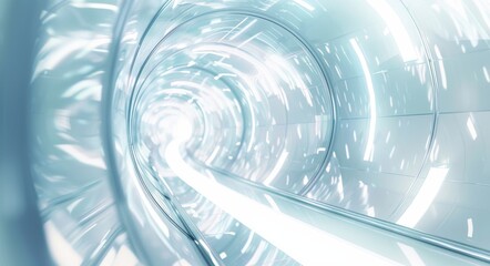 Wall Mural - a futuristic design spaceship interior on a blue background. a 3d rendering of an abstract sci-fi sp
