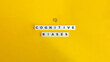 © photoopus - Cognitive Biases Phrase and Banner. Text on Block Letter Tiles on Yellow Background. Minimalist Aesthetics.