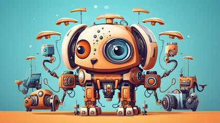 Wall Mural - Robotic Pet Illustration