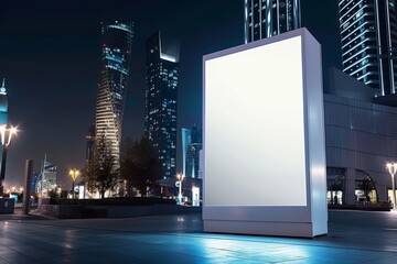 Poster - Mockup of a empty blank white outer space planet billboard generated using AI