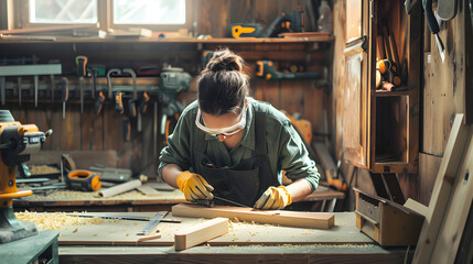 woman carpenter in workshop