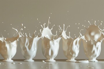 Poster - A group of cups overthrown, with milk splashing out