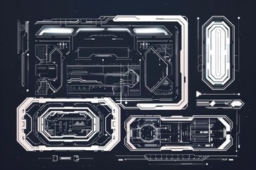 Wall Mural - stunning set of futuristic cyberpunk sci fi interface elements with a graphic design template based 
