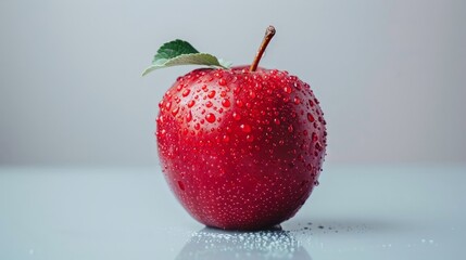 Wall Mural - A Red Apple with Water Drops on its Surface