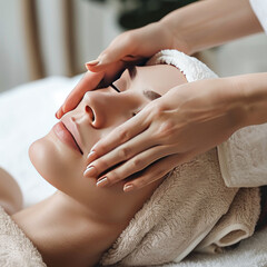 Wall Mural - woman taking facial at spa