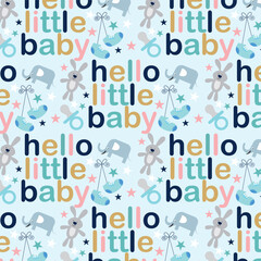 Canvas Print - baby shower seamless pattern with lettering