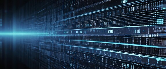 abstract background of coding software for stock market, blue tone	