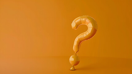 Wall Mural - Orange balloon question mark on orange background, idea, solution or question or communication business concept background with copy space