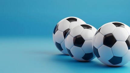 Wall Mural - Soccer Balls on Blue Background.