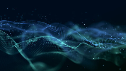 Wall Mural - abstract wave of musical sounds. smooth information transfer. 3d rendering.