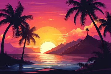 Sticker - Sunset beachscape landscape sunlight outdoors. 