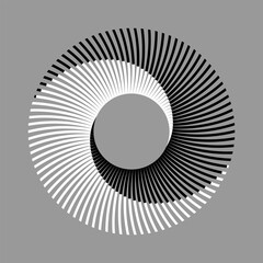 Fototapete - Circle in yin and yang style. Spiral with lines as dynamic abstract vector background or logo or icon. Dynamic transition illusion in spiral.