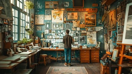 Poster - This Studio view: artworks and tools scattered in an artist's workspace, revealing the process of creation.