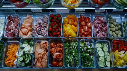 Wall Mural - Fresh and healthy ingredients for a delicious salad bar.