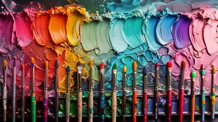Poster - This colorful background with artistic brushes and paint strokes. Art in motion
