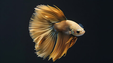 Golden Betta Fish with Flowing Fins