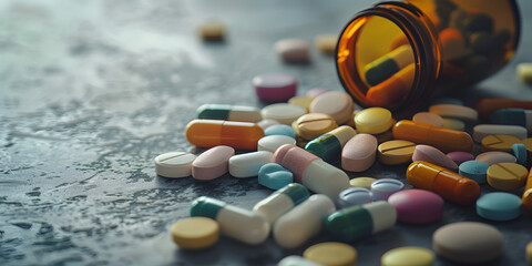 Wall Mural - Tablets and capsules close-up