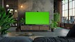 © Oksana - Sleek minimalist space with green-screen television